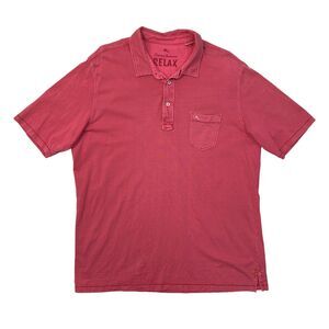 Tommy Bahama Polo Shirt Mens XL Extra Large Pink Pima Cotton Vintage Wash Pocket